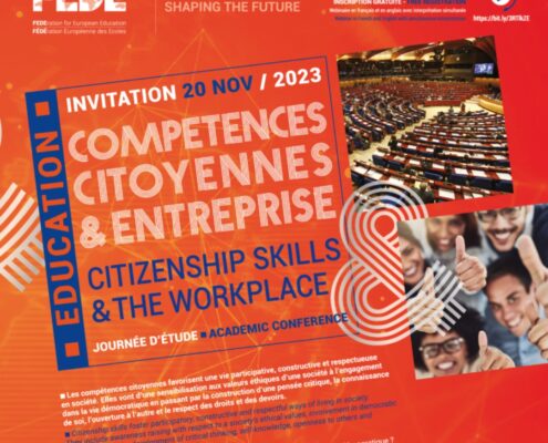 La Fédération Européenne des Écoles (FEDE) organise sa journée d'étude annuelle le lundi 20 novembre 2023, de 14h à 16h (heure de Paris)
