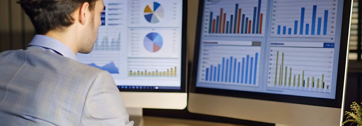homme ordinateur graphique business developer