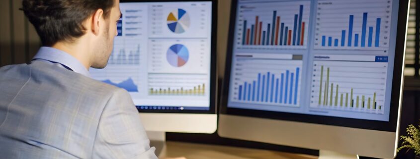 homme ordinateur graphique business developer