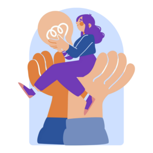 personne qui tient une grosse ampoule